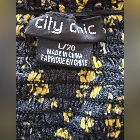 Plus size Floral Black and Yellow Dress - Picture 6 of 6